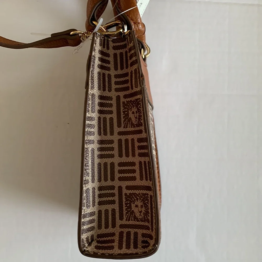 ANNE KLEIN. Anne Klein Mini N/S Horsebit Crossbody. Cream- Brown/Saddle. - Picture 2 of 8